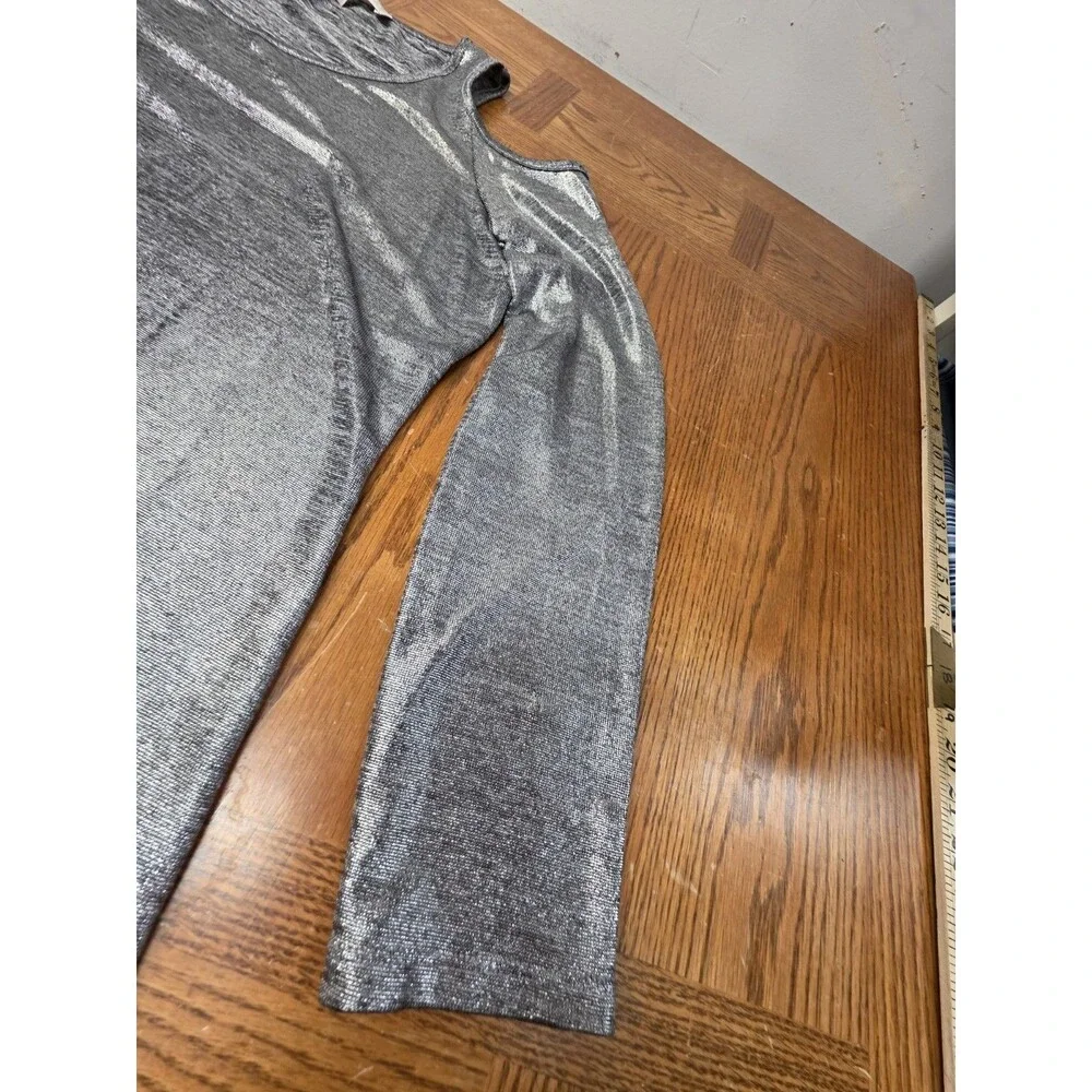 Michael Kors Women's Silver Metallic Off Shoulder Top Size XL Long Sleeve
